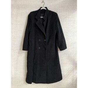 Vintage ILGWU Ladies Garment Black  Wool Trench Coat Size 12 USA MADE
